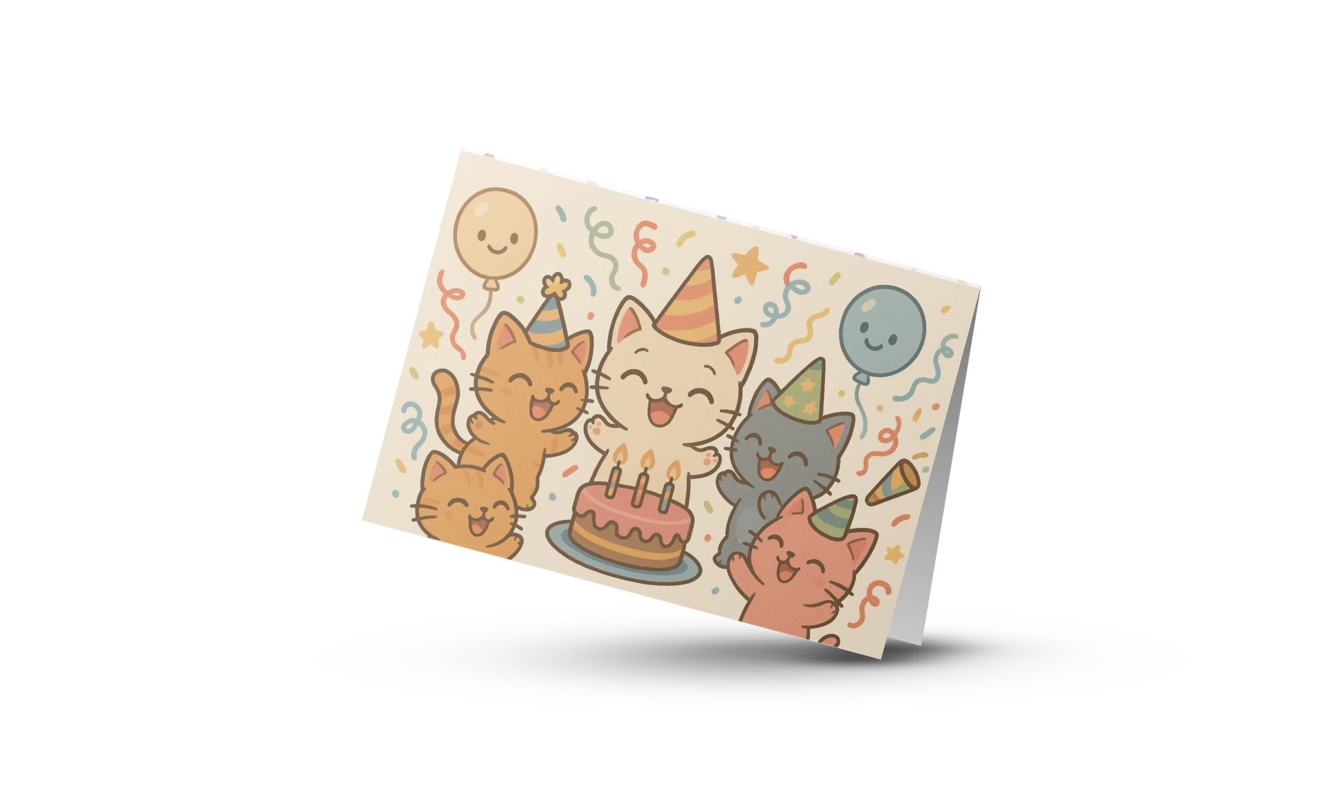 Wenskaart "Kittenparty Verjaardag" – Handgemaakt | A6 | Met of zonder envelop Creatieve Aap