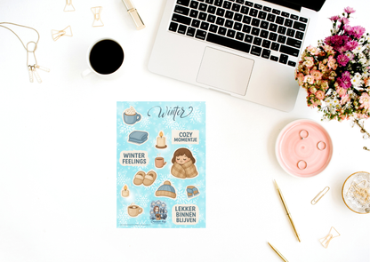 ❄️ Winter Cozy Planner Stickers – A5 & A6 Stickersheet