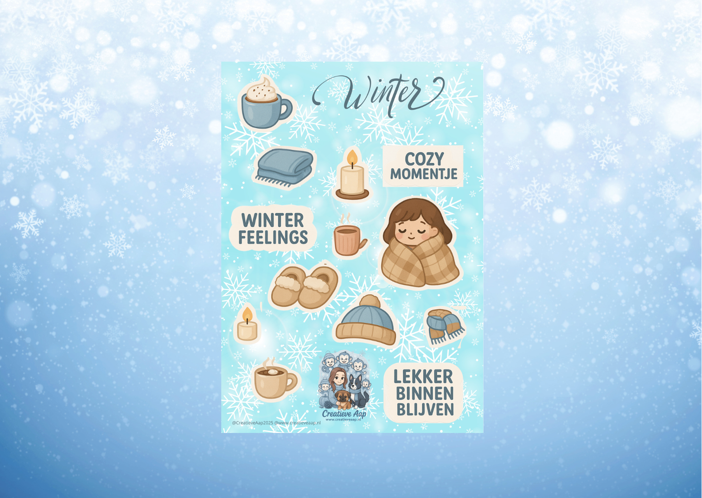❄️ Winter Cozy Planner Stickers – A5 & A6 Stickersheet